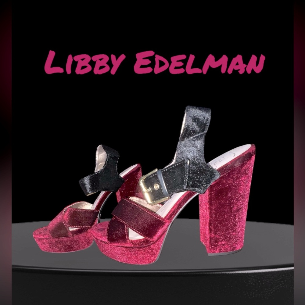 Libby Edelman Velvet Platform Heels - Size 7